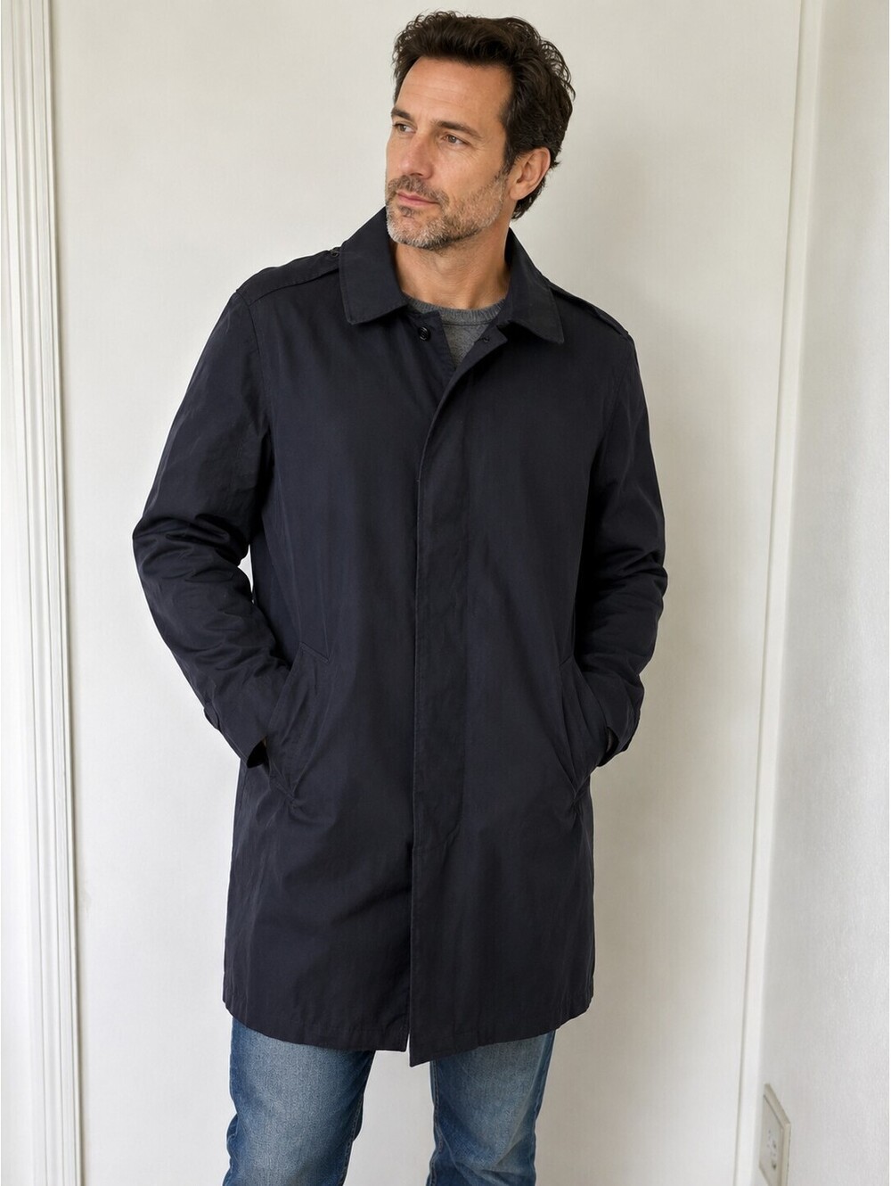 VTG 1987 U.S. Navy All Weather Coat 42L Military Over Coat Removable Liner Navy